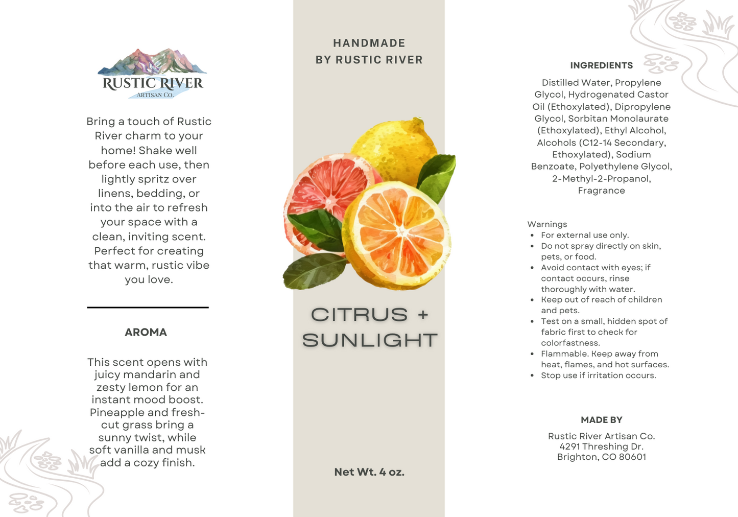 Citrus + Sunlight Room Spray