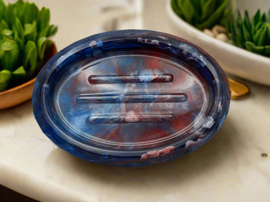 🧼 Rustic River Soap Dish – Artisan Oval Luxe